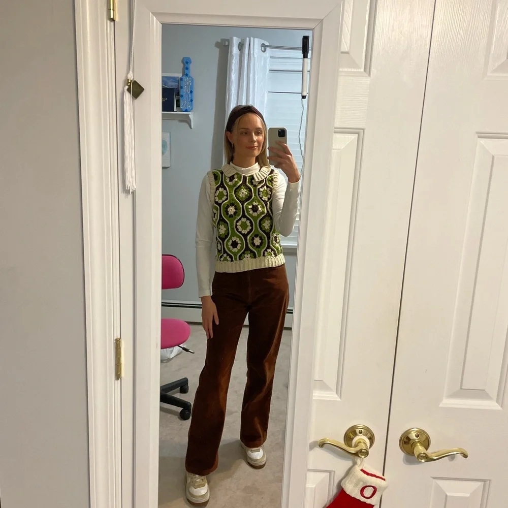 Handmade Green and Brown Crochet Sweater Vest - Picture 4 of 4